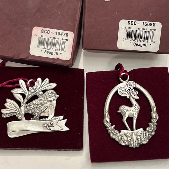 SEAGULL Pewter Canada Christmas Tree Ornaments Bird Deer 2004 2008 Lot Of 2 Box - Picture 12 of 12